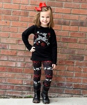 Beary Basics Black Reindeer Tee &amp; Leggings Size 6 - £21.93 GBP