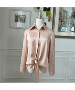 Finley Lindy 100% Silk Blouse Knot Front Wine Bar Blush Pink $340 S - $2,012.54 MXN