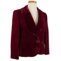 Vintage Adele Simpson Quilted Velvet Blazer Jacket Size 12 Burgundy Maro... - $81.99
