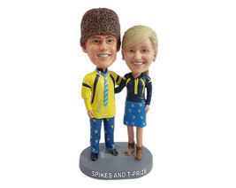Custom Bobblehead Funny looking couple wearing extravagant colorful clothes - We - £120.22 GBP