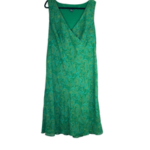 Venezia Womens Plus 22/24 Faux Wrap Midi Dress Green Paisley Print Sleev... - $20.56