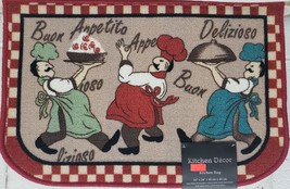 Printed Nylon Rug (nonskid)(16&quot;x24&quot;) 3 Colorful Italian Fat Chefs #1, D Shape,Kd - £11.08 GBP