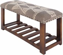 Dark Brown Hand Woven Greymouth Cushioned Wood Bench - €210,77 EUR