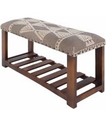 Dark Brown Hand Woven Greymouth Cushioned Wood Bench - €210,77 EUR