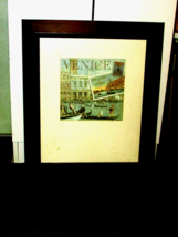 VENICE 9.5x9.5 pastel print w/3+" mat black 3" frame 20 +x24 overall(N c... - $20.00