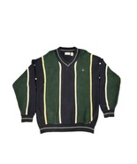 VTG IZOD Sweater Mens Large Green Blue V- Neck Chunky Knit Tennis Golf C... - £38.22 GBP