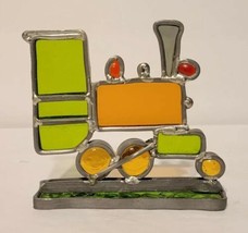Unique Vintage Handmade Leaded Colored Stained Glass &amp; Metal Train Figurine - £13.28 GBP