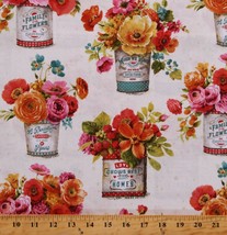 Cotton Flower Bouquet Floral Spring Blooms Fabric Print by the Yard D764.75 - £11.21 GBP