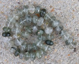 Green Rutilated quartz Gemstone faceted Beads | Natural / Genuine Beads Jewelry  - £33.37 GBP