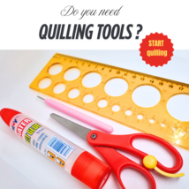 Bundle of 4 tools for quilling craft: slotted tool, glue, scissors, circ... - $5.60+
