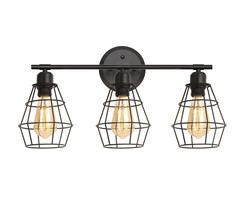 3 Lights Industrial Black Metal Wall Sconce Bathroom Vanity Light Fixtures Decor - £41.55 GBP