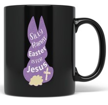 PixiDoodle He Is Risen Purple Easter Bunny Coffee Mug (11 oz, Black) - £20.71 GBP+