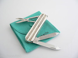 Tiffany &amp; Co Sterling Silver Atlas Stripe Swiss Knife Gift Pouch Love Rare - £398.07 GBP