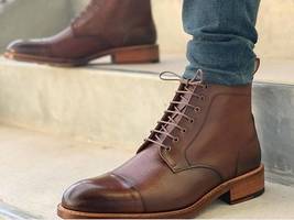 Handmade Leather Boots Men, Leather Dress Boots, Lace up Boots, Ankle Bo... - £125.29 GBP+