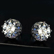 4 Ct Round Moissanite Screw Back Solitaire Stud Earrings 14K Gold Plated... - £76.30 GBP