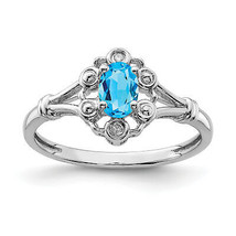 Silver  Light Swiss Blue Topaz &amp; Diam. Ring QBR22DEC - $61.96