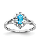 Silver  Light Swiss Blue Topaz & Diam. Ring QBR22DEC - $61.96