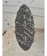 Long Marcasite ring size 8.75 sterling silver cocktail women - $1,644.03 MXN
