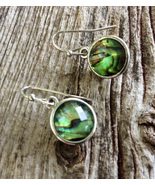 Green Opal Coins on Classic Dangle Style Ear Rings - £31.93 GBP