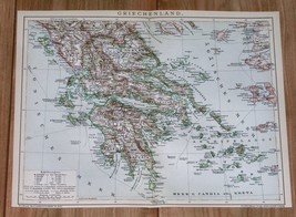 1900 Original Antique Map Of Greece / Turkey / Aeg EAN Sea - £17.17 GBP