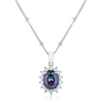 Rhodium Plated Mystic Petite Royal Oval Pendant - $28.99