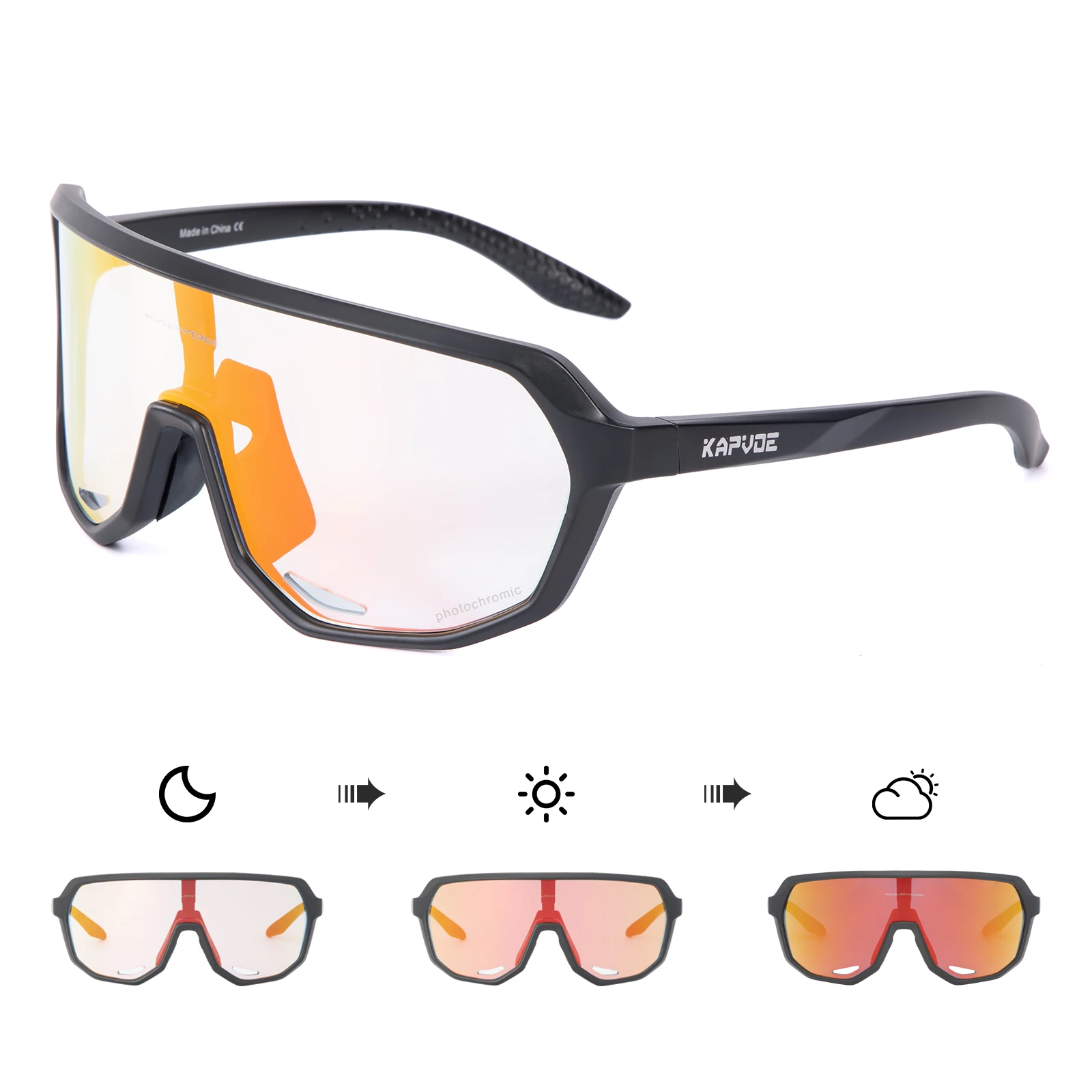 Kapvoe Cycling Gles Photochromic MTB Road Bike Gles UV400 Protection gles Ultra- - £84.38 GBP