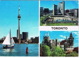 Ontario Postcard Toronto Harbour CN Tower City Hall Casa Loma  - $2.07