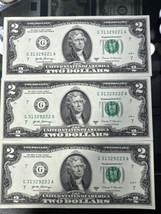 2017A $2 TWO DOLLAR BILL 3 Consecutive Notes, Excellent Condition. Fancy... - £52.69 GBP