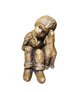 Vintage 1972 Silvano Boy And Dog Sitting Figure Clay Sculpture Signed Po... - €20,62 EUR