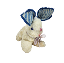 8" Vintage Knickerbocker White + Blue Bunny Rabbit Stuffed Animal Plush Toy - $56.05