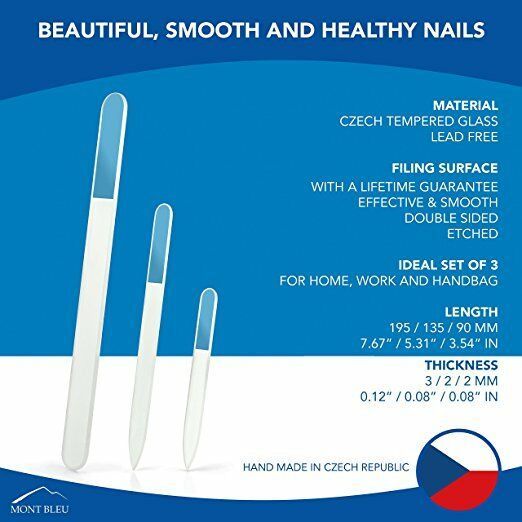 Mont Bleu Set of 3 Glass Nail Files Quality Crystal Nail Files - Gift for Her Item image 4