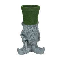 Moss Flocked Resin Garden Gnome Flower Pot Indoor Outdoor Garden Statue Planter - £19.73 GBP