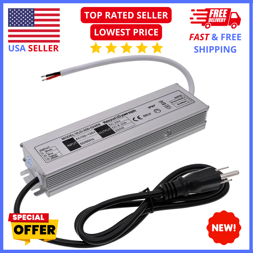 24V 200W LED Power Supply – Transformer Driver for Lights, Safe &amp; Efficient - $65.44