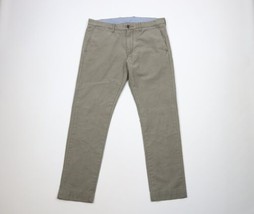 J Crew Mens 33x30 Faded 484 Slim Fit Flat Front Chino Pants Trousers Olive Green - $44.50