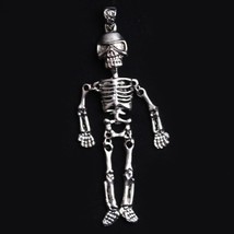 Men&#39;s Large Gothic Silver Skull Skeleton Pendant Necklace Punk Retro Jewelry 24&quot; - £7.15 GBP