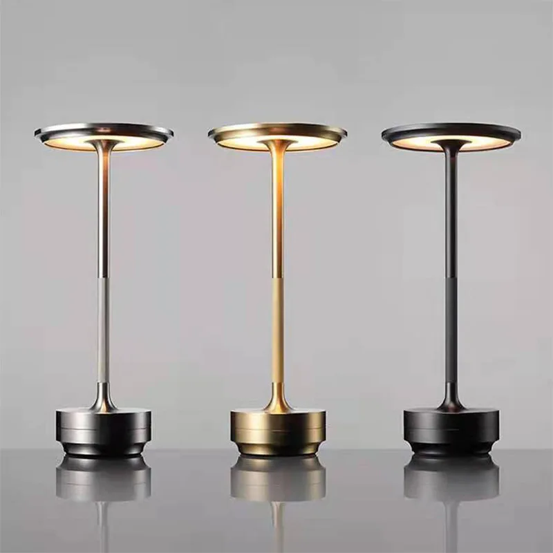 Restaurant cordless rechargeable table lamp aluminum LED metal desk lamp... - $36.13+