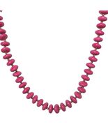 Vintage Pink Beaded Necklace Oval Glossy Beads Gold Spacers Retro Jewelry - $29.72
