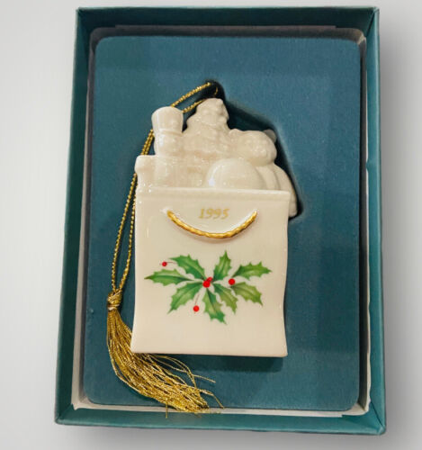 LENOX 1995 Porcelain HOLIDAY PACKAGE Christmas Ornament with Original Box - £14.72 GBP