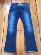 Express Zelda Barely Boot Cut Dark Wash Tall Long Blue Jeans 8R 32 x 32 - $36.99