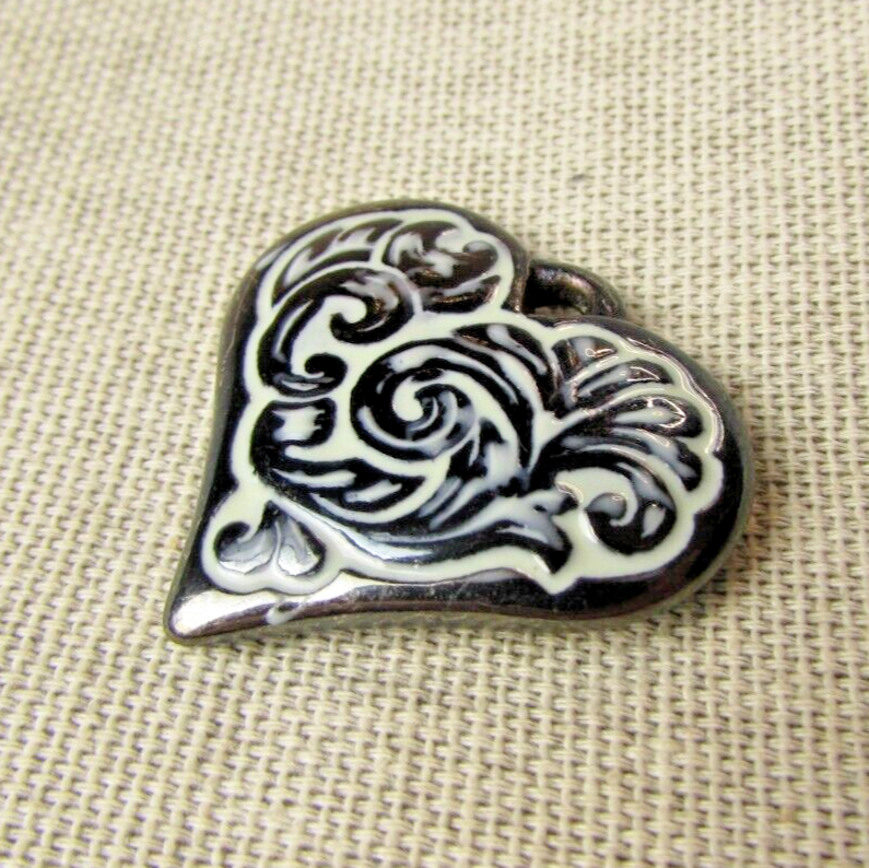 Vintage Ceramic Heart Pendant - $14.77