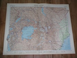 1956 Vintage Map Of Kenya Uganda Burundi Rwanda Lake Victoria Kilimanjaro Africa - £28.61 GBP