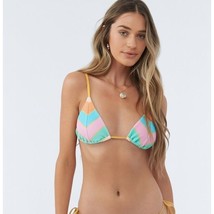 O&#39;Neill Mayan Stripe Cayo Swim Bikini Top Triangle String Ties Colorful M - £14.49 GBP