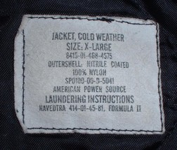 USN US Navy nitrile  hazmat handler&#39;s jacket X-Lg dated 2001, Squadron V... - $85.00