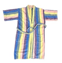 Mens Turkish Vintage Pastel Rainbow Stripes 60s  S/M Bath Robe 60s - $75.86