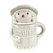 Tea Mug Ceramic Grandma With Tea Leaves Strainer Lid Made in Japan - £17.35 GBP
