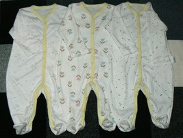 Newborn Long Sleeves Pajama Romper(3-6months) 100% Cotton-3pc Pack - £14.38 GBP