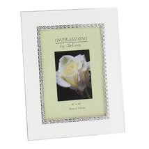 Impressions by Juliana Beautiful Silverplated &amp; White Epoxy with Crystals 4&quot; x 6 - £18.49 GBP