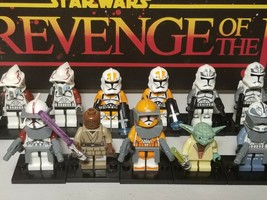 11Pcs Commander Fox Cody Mace Windu Yoda Wolffe Trooper Star Wars Minifigures  - £19.23 GBP