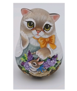 Roly Poly Tumbler Wooden Matryoshka Nesting Doll Cat Girl Spring Musical... - £55.35 GBP