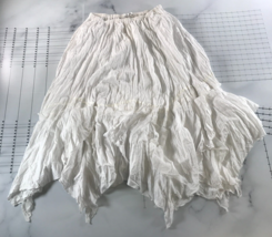 Luna Luz Skirt Womens Large White Elastic Waist Handkerchief Hem Lace Trim - £116.76 GBP